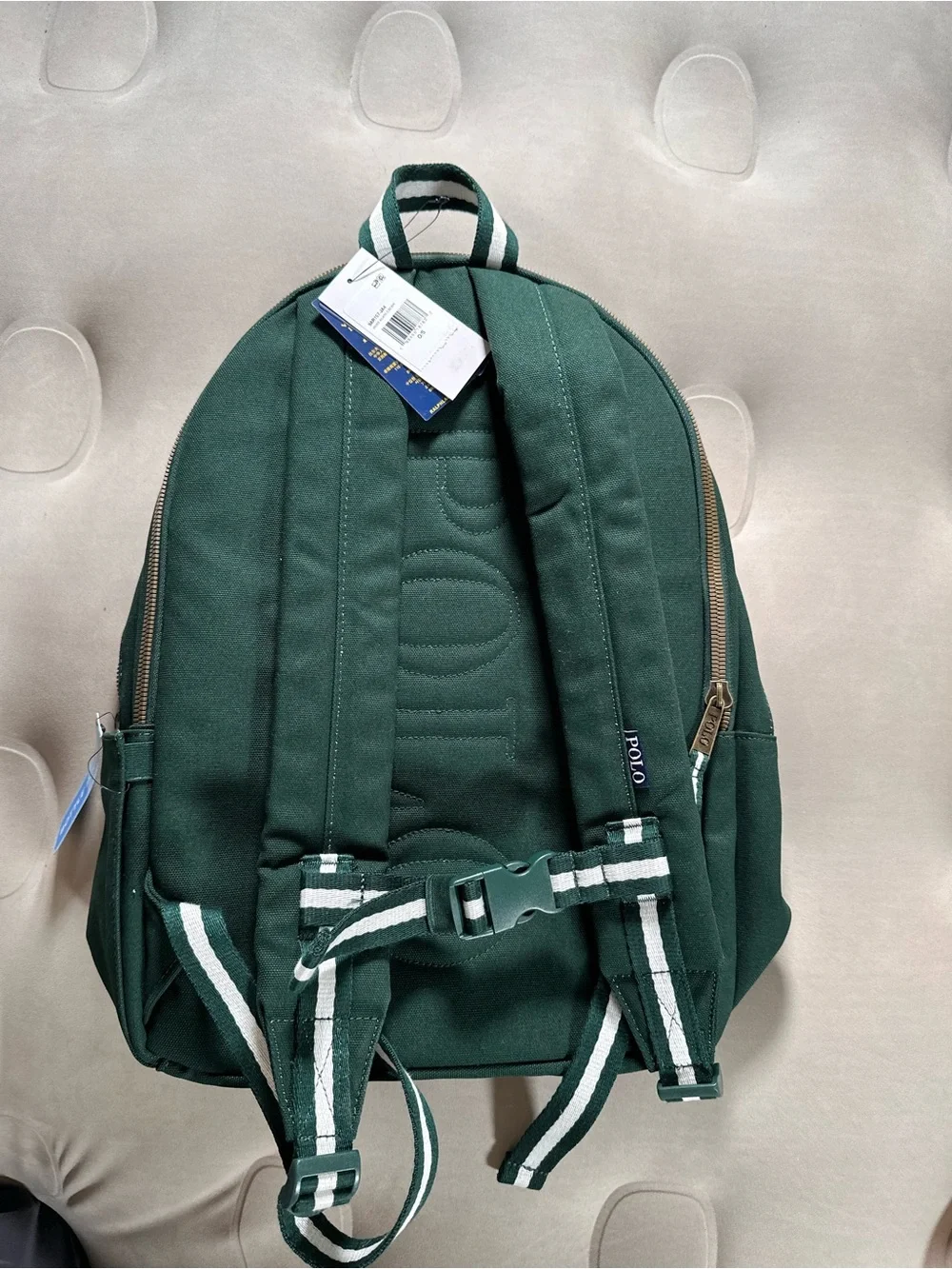 Polo Ralph Lauren Green Heritage Canvas Backpack Polo Bear Retro NWT RARE